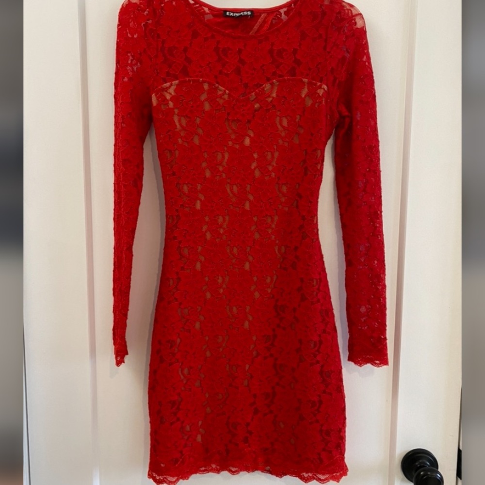 Express Red Lace bodycon dress